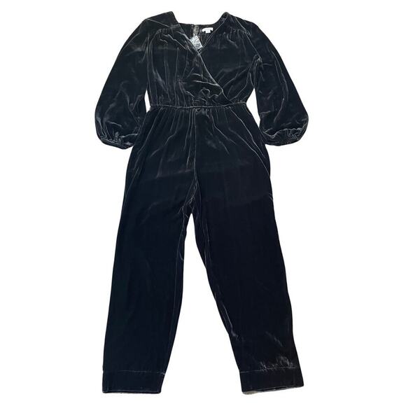 Sundance Aviana Velvet Wrap Jumpsuit M | Smoke Gray Wide Leg Romper, NWOT Rare!! - Picture 4 of 7